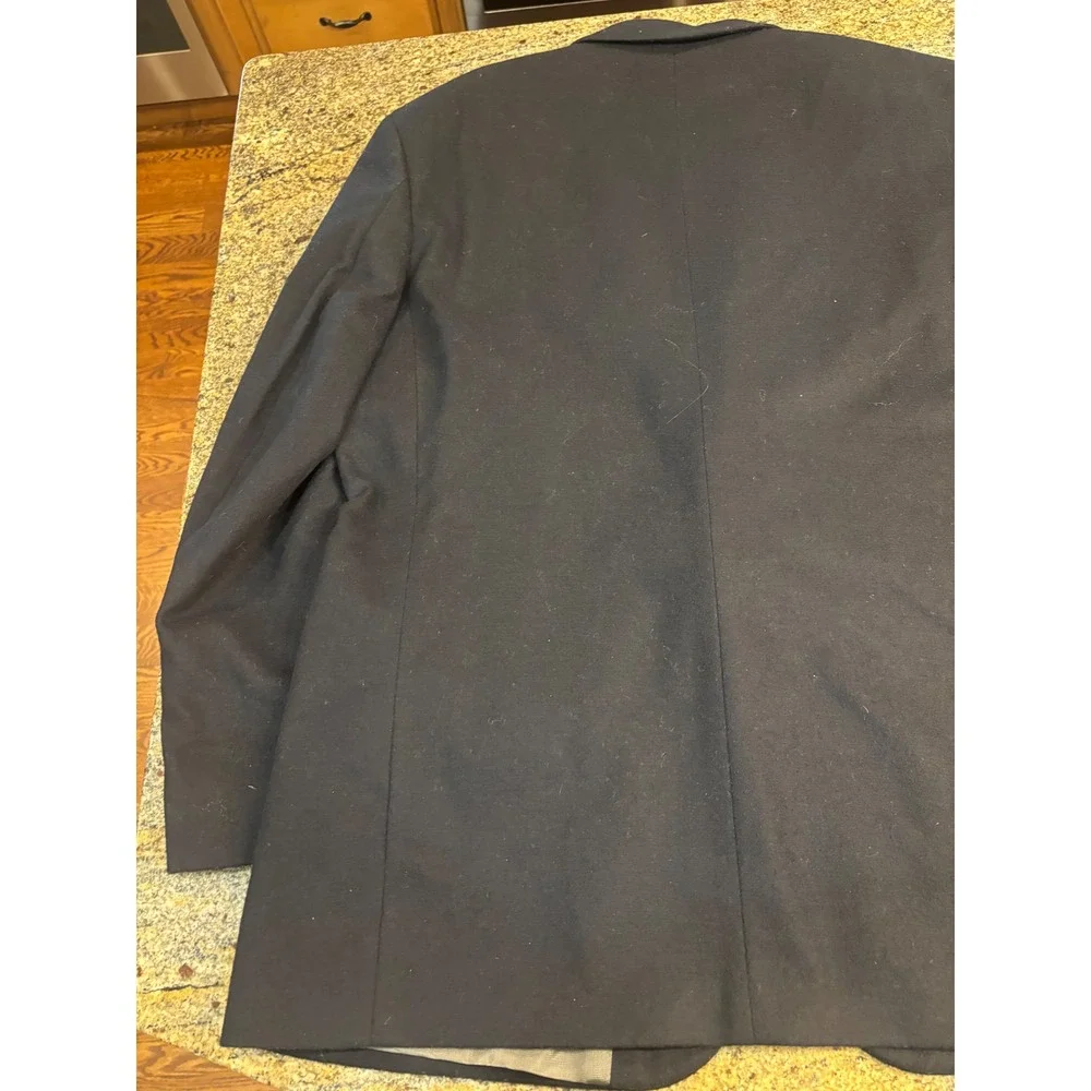 (READ) Oscar de la Renta Black Wool Cashmere Blazer Mens 44R Classic Two‎ Button